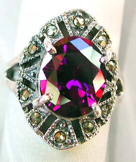 Wholesale crystal jewelry online, a sterling silver ring with  amethyst and modern design