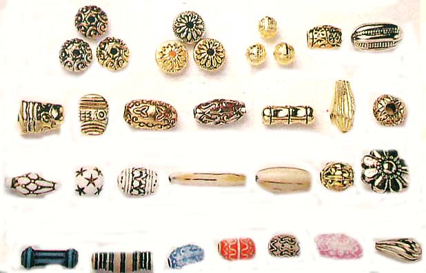 Bead supply online shop, silvery and golden metal beads in assorted design 