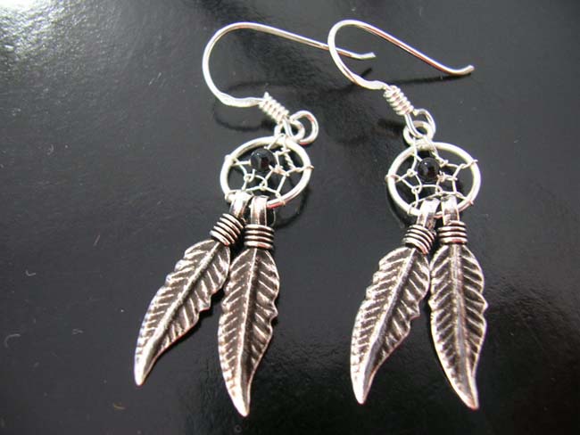 Ladies earrings, sterling silver jewelry, fashion accessories, dream catcher designs, native art wear