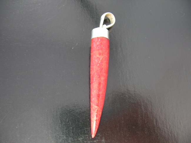 Tusk style jewelry, coral red gemstones, ladies unique pendants, artisan necklace charms, exotic clothing, sexy apparel