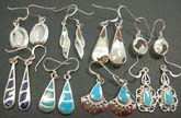 Wholesale sterling silver fish hook earring with seashell and turquoise store embedded