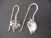 Sterling silver fish hook earring with winter leaf desig
