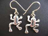 Stamped Thailand made 925 sterling silver fish hook earring with frog shape design