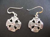 Fish hook hallmarked 925 sterling silver earring in circular shape with celtic cross design