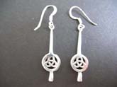 Genius sterling silver fish hook earring with a silver pole though a celtic sign design