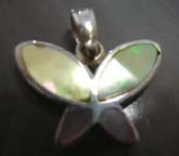2 yellow and 2 mini pinky seashell in butterfly  sterling silver pendant