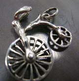 Cut-out wheel movable bicycle design sterling silver pendant