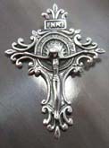 Holy Jesus on fansy cross  sterling silver pendant