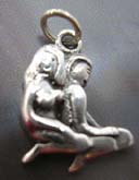 Naked knee-down couple design sterling silver pendant