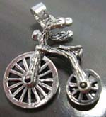 Wheel movable bicycle  sterling silver pendant