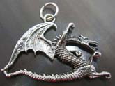 Cut-out flying dragon design sterling silver pendant