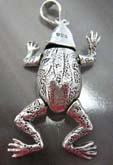 Sterling silver pendant in frog  with head, arms and legs movable