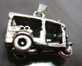  classical 3-wheel car design sterling silver pendant with movable wheels