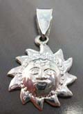 Sun face design sterling silver pendant