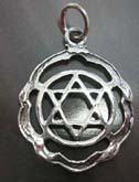 Sterling silver pendant in  mystic double triangle in circle with wavy edge design