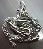 Oriental power  majestic dragon  sterling silver pendant